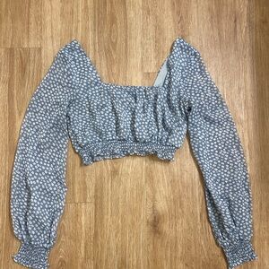 Petal & Pup Blue Floral Crop Top